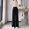 New Chinese Style White Satin Suit Wide-leg Pants  Women's Season Thin Narrow Version Straight Wide-leg Pants