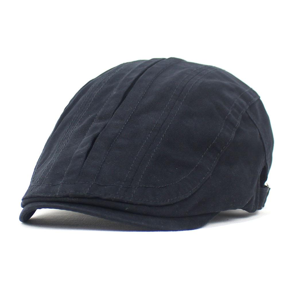 Hat Men's Cotton Beret Adjustable Bent Cap Solid Color Fashion Forward Hat