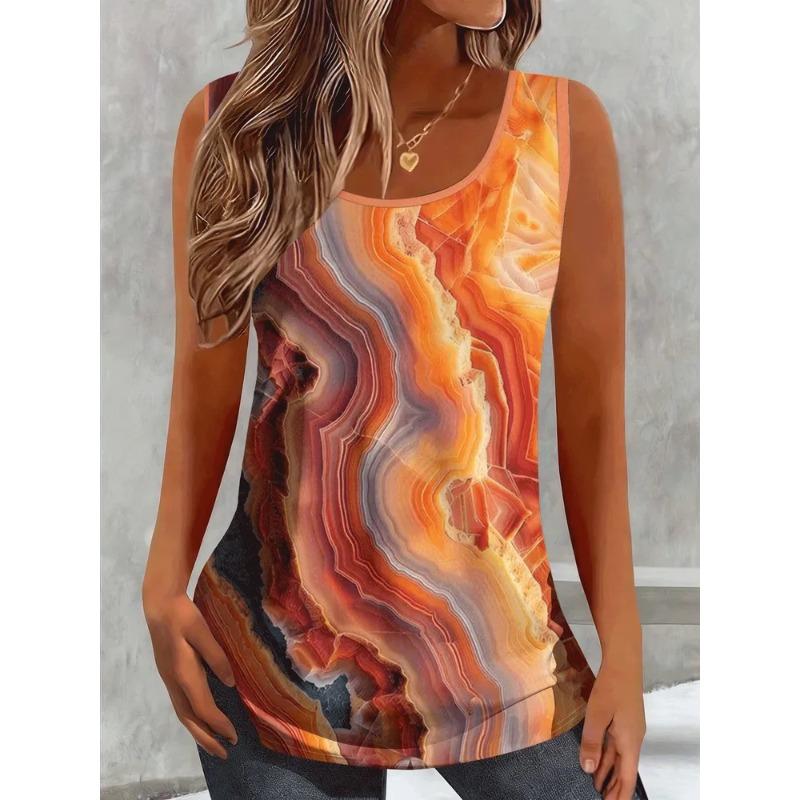 T-shirt da Donna Estiva Senza Maniche Stampa 3D Moda Versatile Traspirante Tendenza Casual