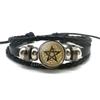 Χειροποίητο πλεκτό δερμάτινο βραχιόλι Occult Star Pentagram Multilayer Triple Moon Goddess Charm βραχιόλι Βραχιόλι Πεντάγραμμο Κοσμήματα