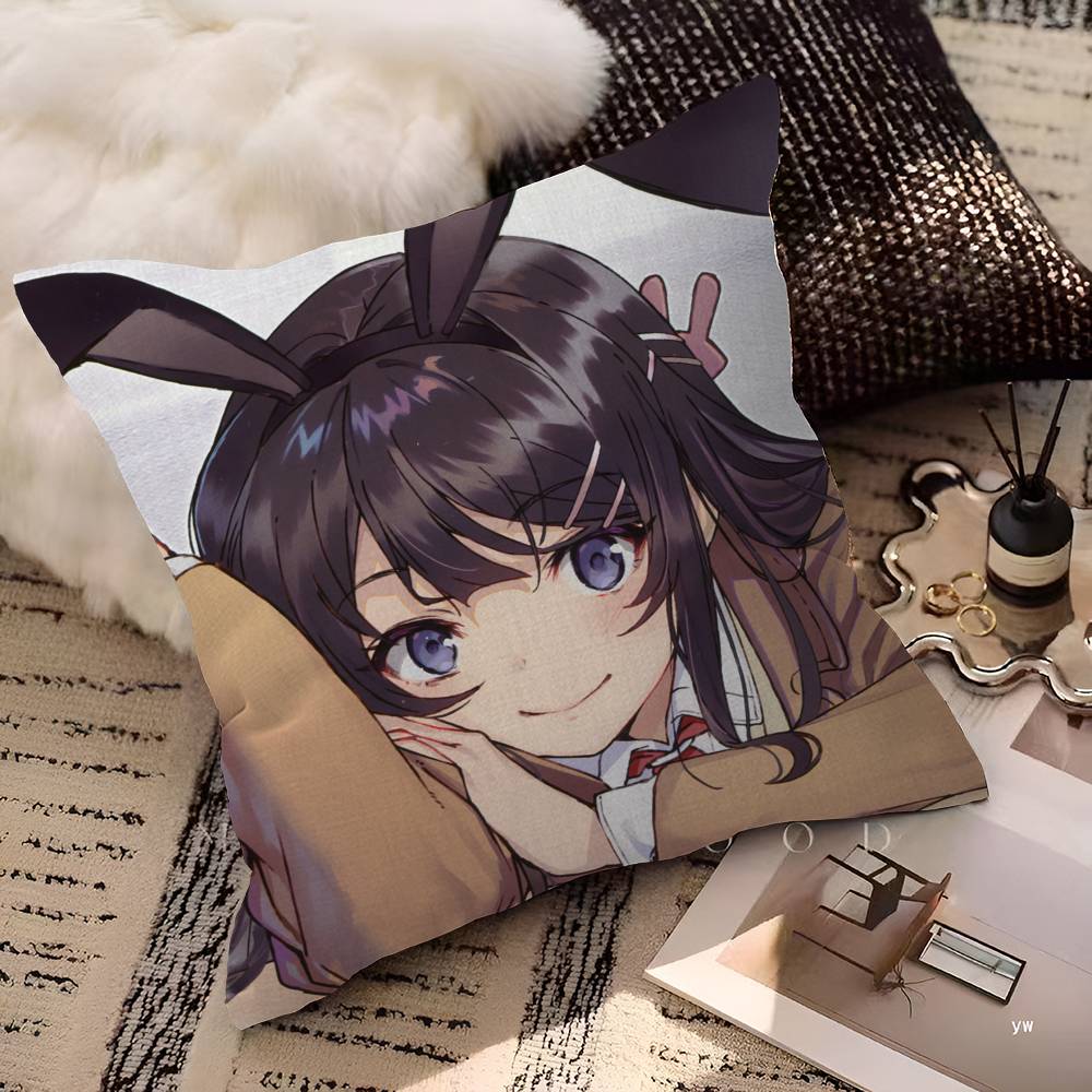 Rascal Does Not Dream Of Bunny Girl Cushion Cover Decorative Pillow Sofa Home Decor Case Pillow Cases
