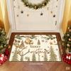 Vintage Xmas Welcome Doormat for Entryway Floor Mat Home Holiday Decor Pine Branch Snowflake Letter Pattern Stylish Front Porch