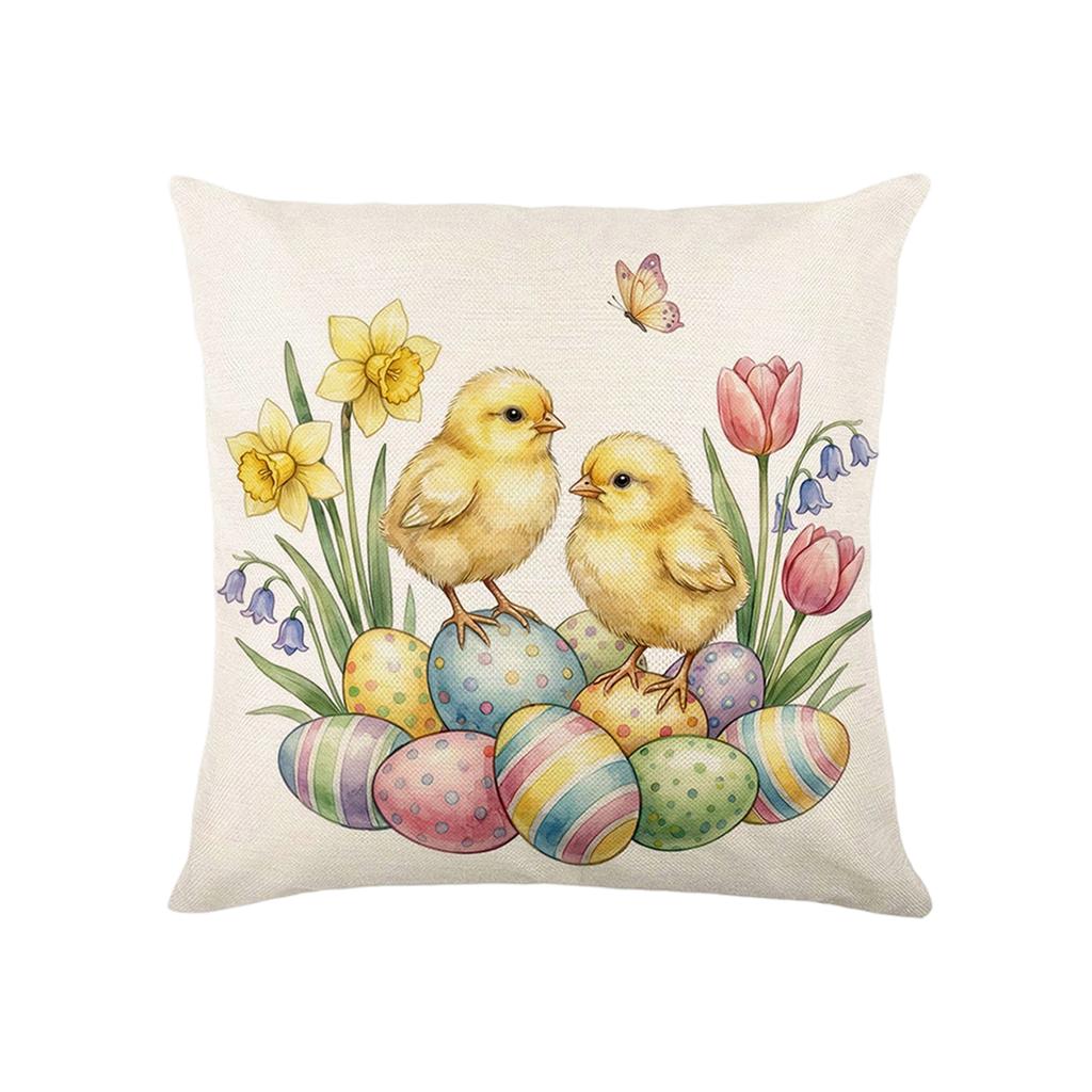 Easter Pillowcase, 17.71 X 17.71 Inches, Winter Holiday Theme, Sofa Cushion Cover.