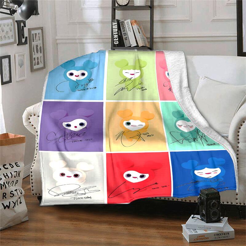TWICE Flannel Blanket Soft All-Season Throw, Design for Camping, Car Travel, Hiking Sofa, Bed, Office Perfect Gift for Parties