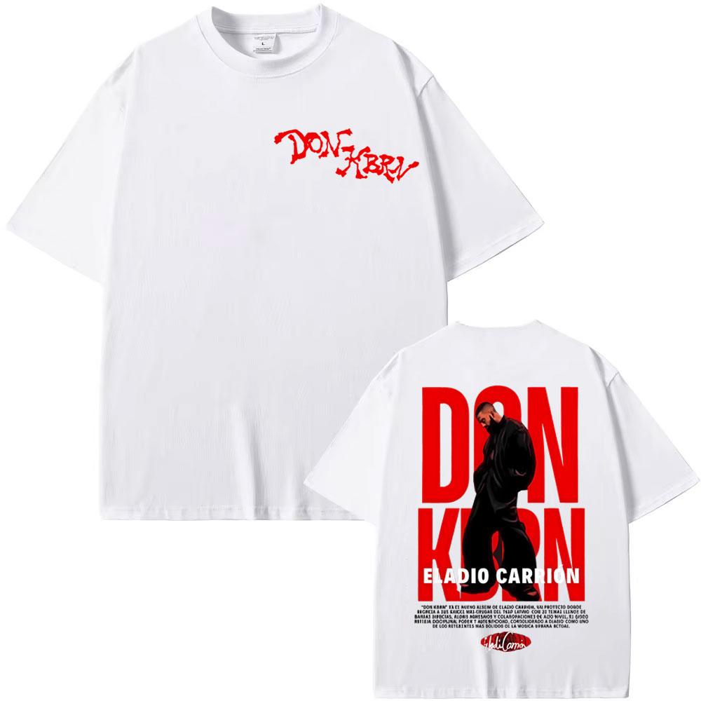 Rapper Eladio Carrion Don Kbrn Album 2025 Tour Print T Shirts Men's Clothing Hip Hop Oversized T-shirt High Quality Cozy T Shirt