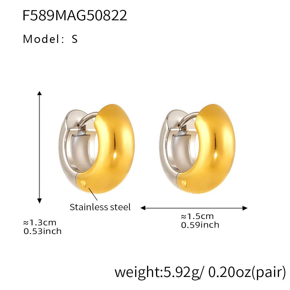 Qiong Yao 18K Gold Plated Stainless Steel Hoop Earrings - Simple, Fashionable Women's Jewelry