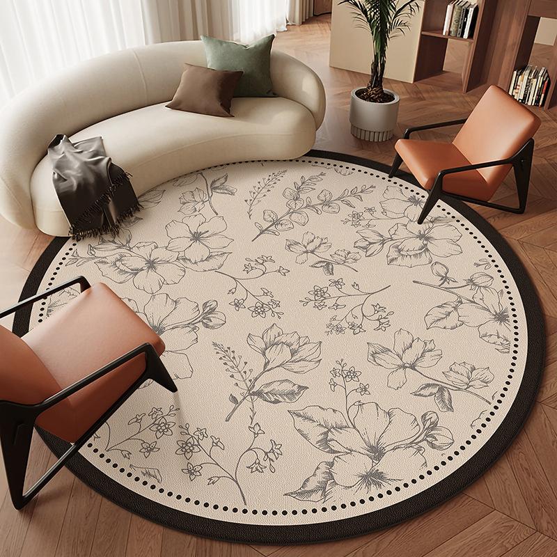 Carpet Living Room French Round Carpet Premium Sofa Coffee Table Carpet Bedroom Bedside Swivel Chair Crystal Fleece Carpet