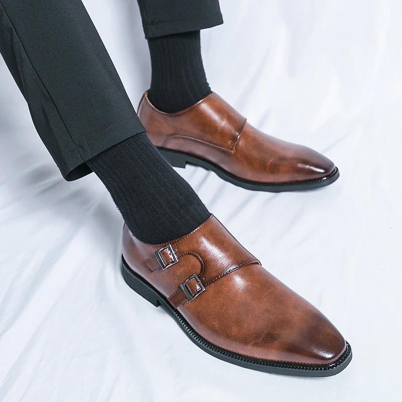 Fashion Mens Business Derby Shoes Career Black Brown Casual Shoes Office Classic Leather Shoes  Plus Size 38-46