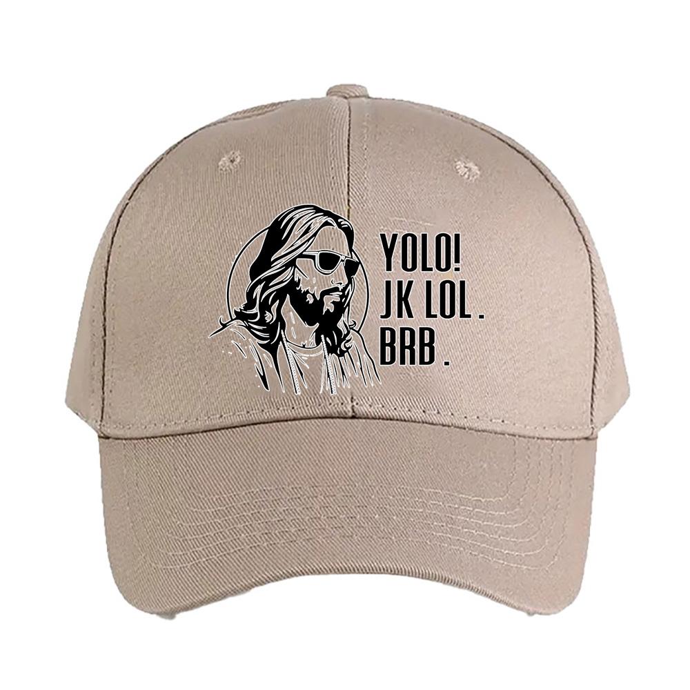 Yolo jk brb jesus Caps Summer Adult Baseball Cap Adjustable with Curved Brim Duckbill Hat Protection Sun Hats Casual