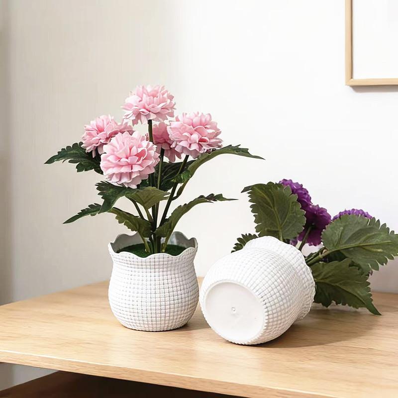 Miniature Chenille Chrysanthemum Home Decor With Plastic And Silk Material For Office And Gift Displays