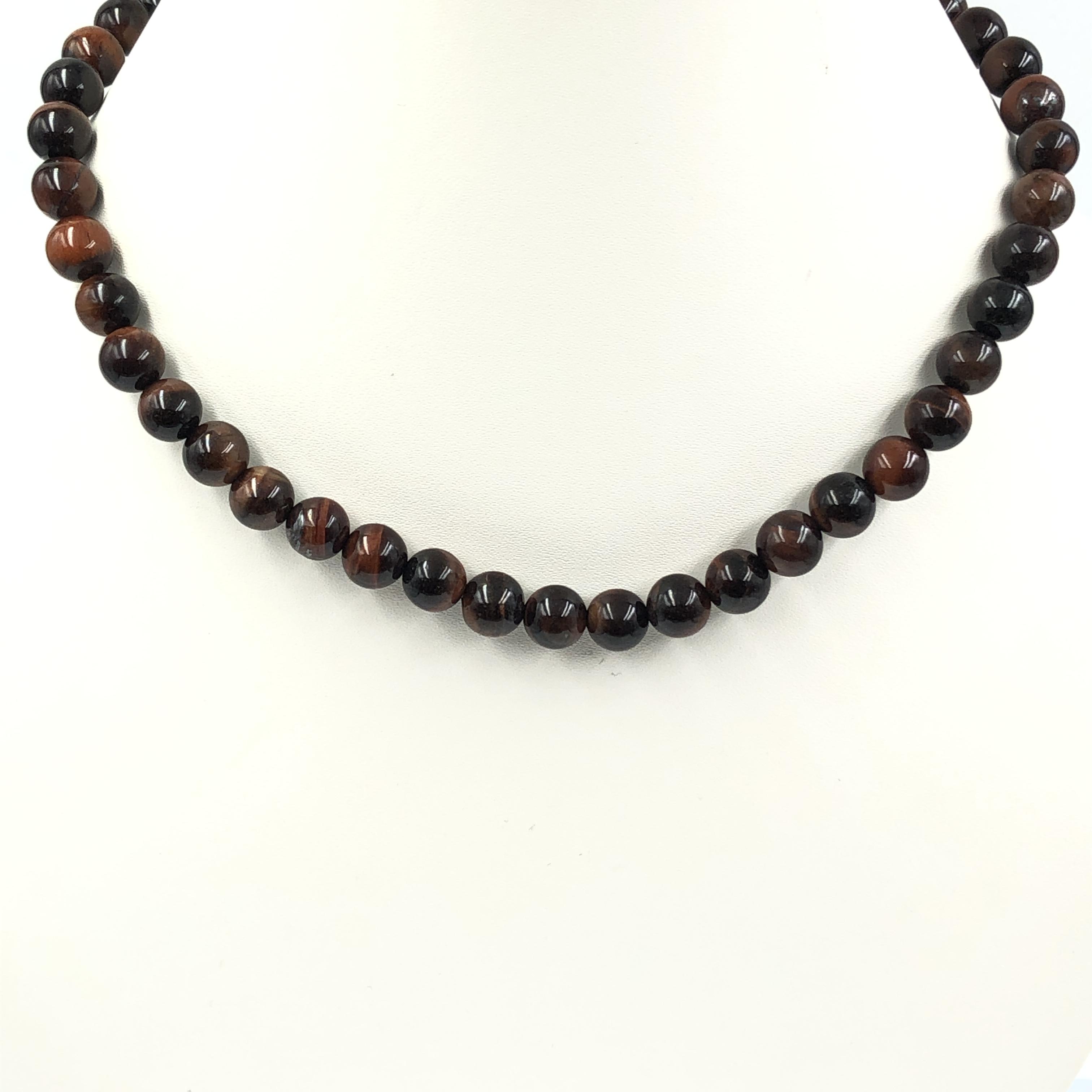 

8mm Natural Red Star Tiger Eye Gemstone Round Beads Handmade Jewelry Pretty Necklace 17-20 Anniversary Gift For Her 8BN-56
