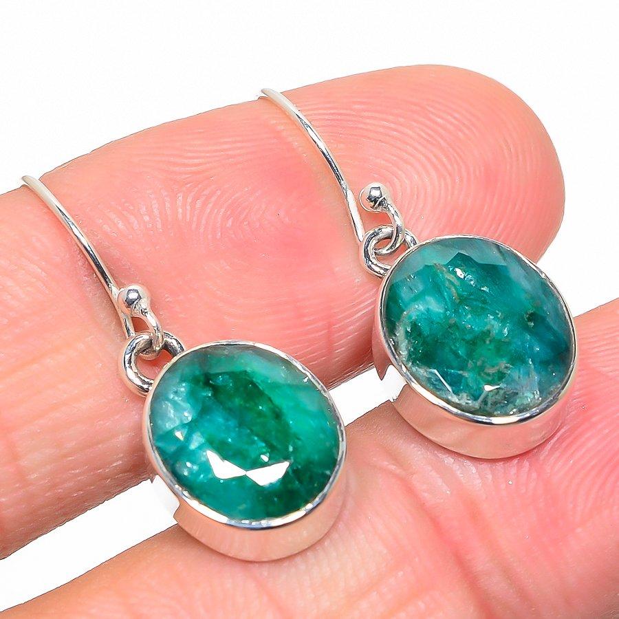 

Изумруд(Смоделированный) Подарочные серьги ручной работы из стерлингового серебра 925 пробы с драгоценными камнями 1 дюйм z4N57