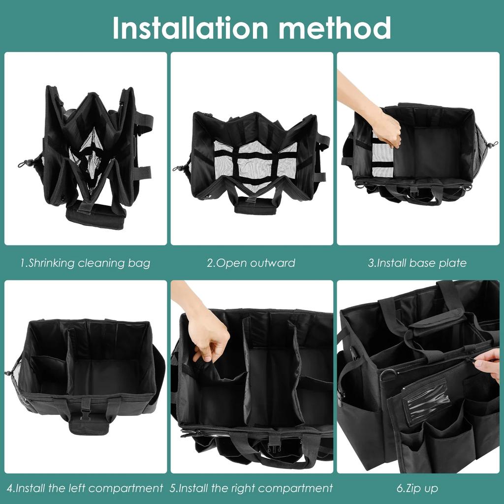 Borsa Caddy per Pulizie in Nylon Resistente agli Strappi Organizer per Attrezzi per la Pulizia con Tracolla Grande Capacità Borsa per Prodotti per la Pulizia