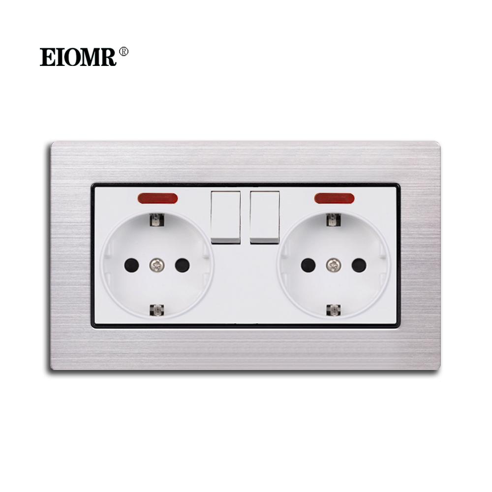 EIOMR EU European Standard Wall Mounted Power Socket Flame Retardant PC Panel with USB 5V 2A and Type C Power Plug Home Socket