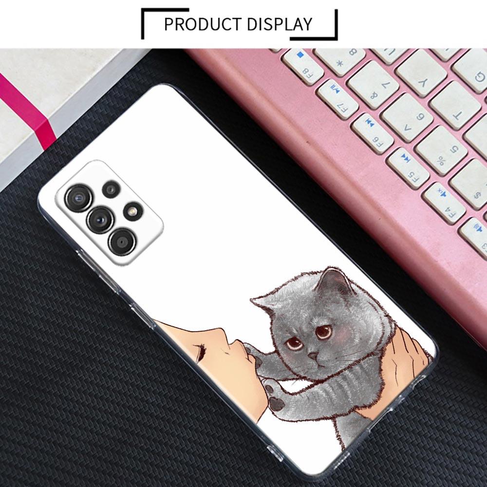 Cute Cat Don't Kiss Me Clear Case For Samsung Galaxy A52 5G A53 A72 A53 A73 A51 A33 A32 A41 A22 A23 Soft Phone Cover