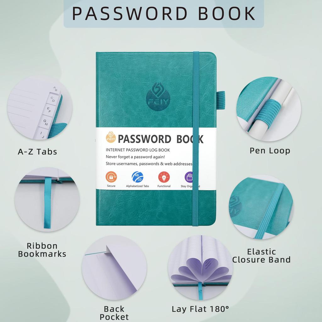 32K English Minimalist Password and Address Book with Cross-border Ribbon