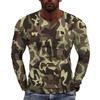 Men's Camouflage Printed Long Sleeve T-shirt European Size Casual round Neck Top Trendy Autumn Wear