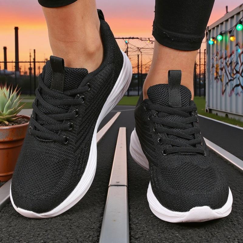 Women'S Knitted Mesh Sneakersfashionable Lace Up Casual Single Shoes Trendy Comfortable Breathable Walking Shoes Daily Use