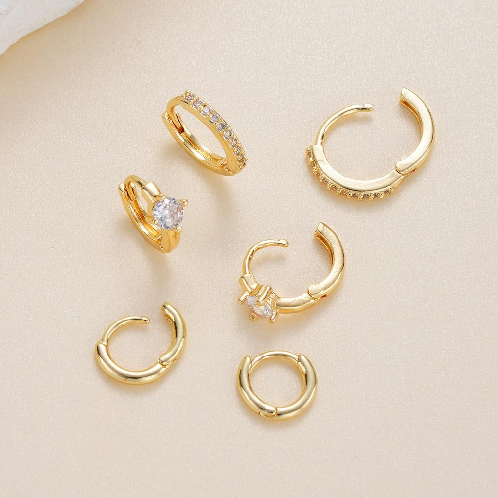 3 Pairs Gold Color Zircon Hoop Earrings Set For Women Fashion Shiny Crystal Huggie Earrings Party Daily Wear Jewelry Gifts 2026