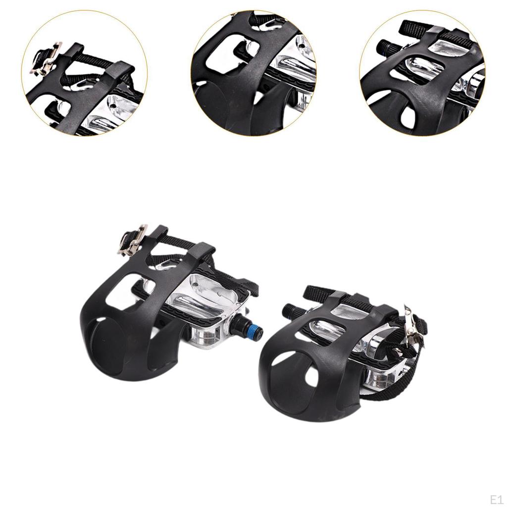 2 Pieces Exercise Bike Pedals with Toe Clip and Straps, Sturdy Non Slip 9/16 Inch Spindle Bicycle