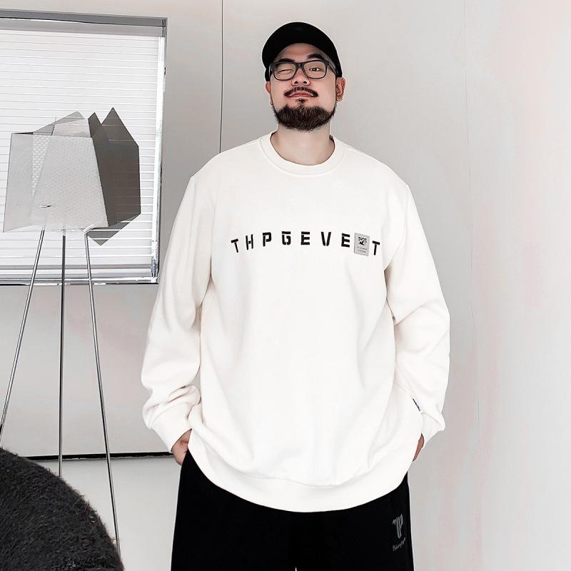 

Мягкая высококачественная ткань с принтом алфавита, устойчивая к сминанию, мужские уличные спортивные повседневные дышащие свободные модные трендовые удобные топы с длинным рукавом 8XL белый