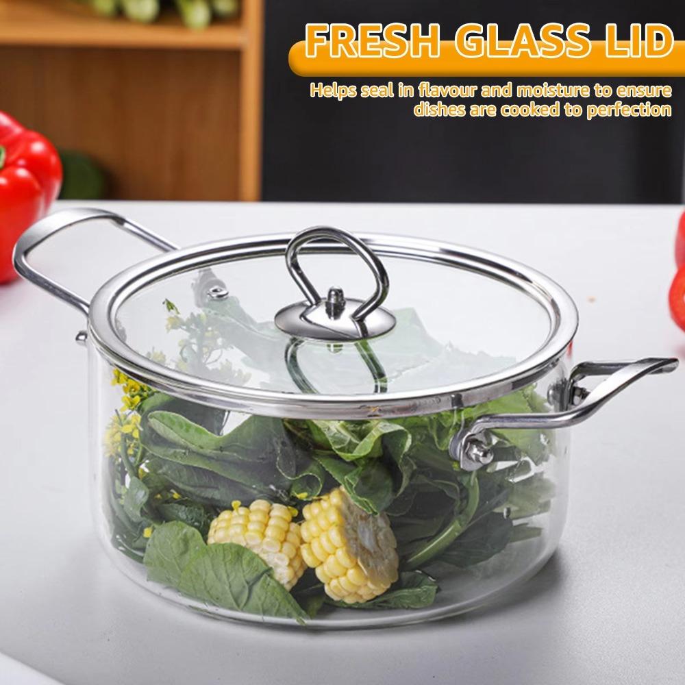 Heat Resistant Clear Cooking Pot Stainless Steel Glass Soup Pot  Kitchen Cooking Tools