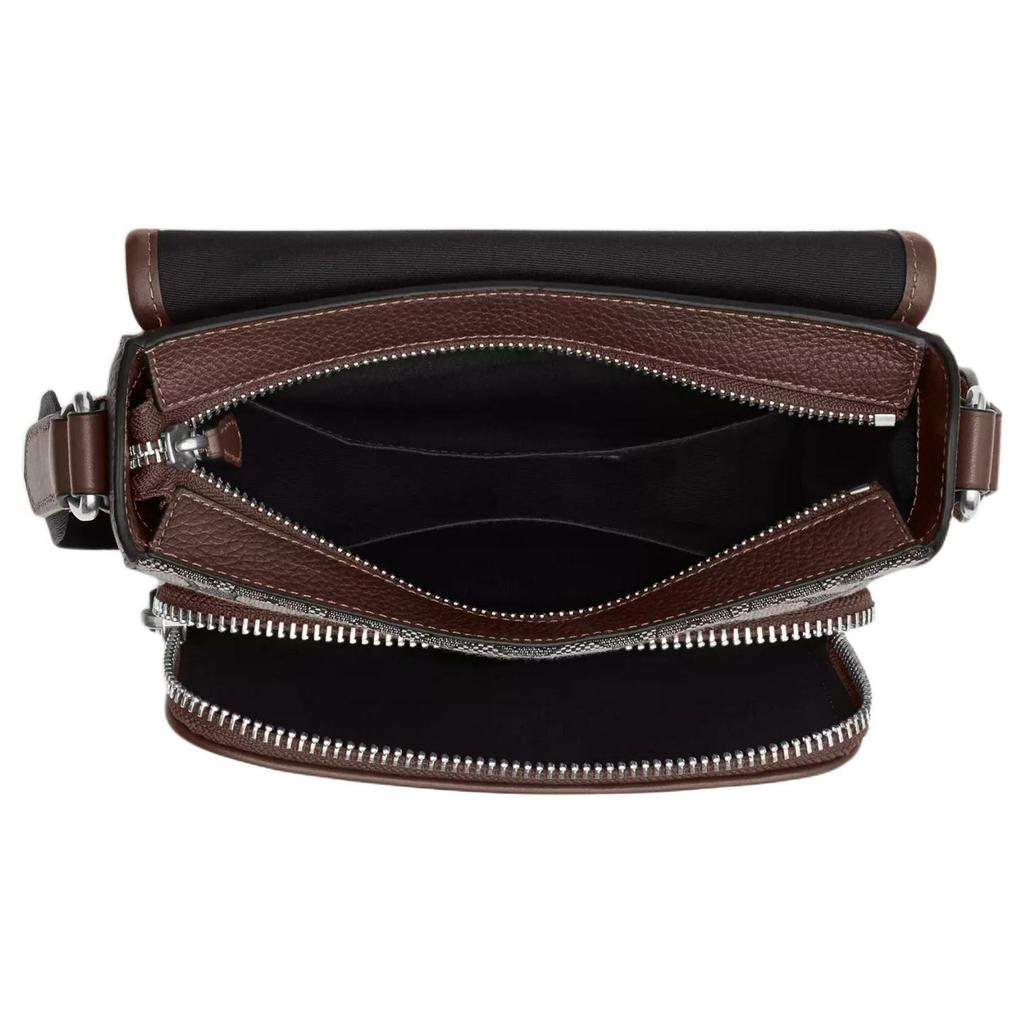 Coach Sullivan 20 Classic Monogram Print Flap Jacquard Leather Shoulder Crossbody Bag Small Men Bags Oak Maple CT834-SVS8S