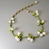 Pulseira de lírio-do-vale branca - pulseira floral ajustável estilo francês vintage