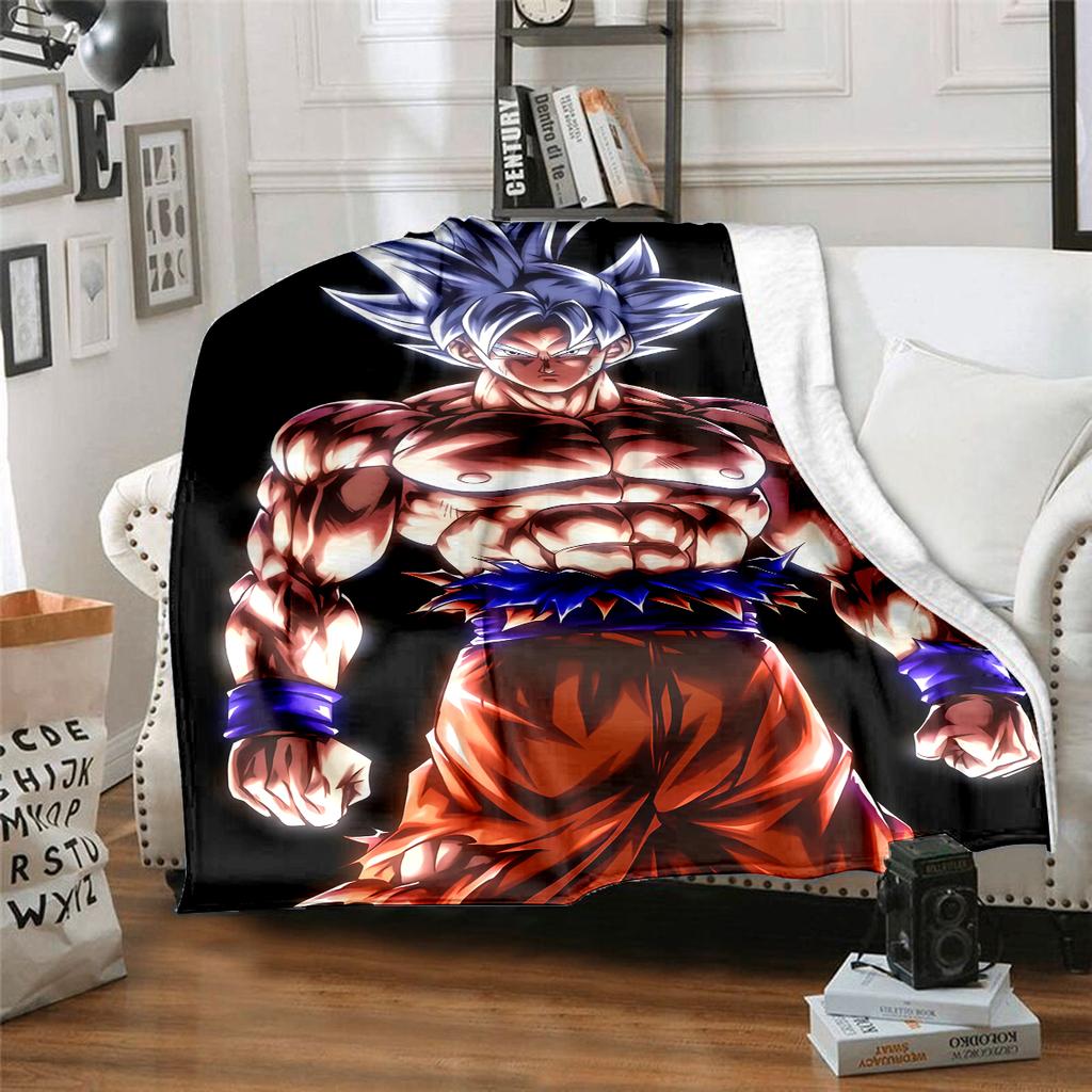 1 Stück Son Goku Druck Flanelldecke, Hohe Qualität für alle Jahreszeiten, Heimdekoration, Wärme und Komfort, Perfekt für Weihnachtsgeschenke