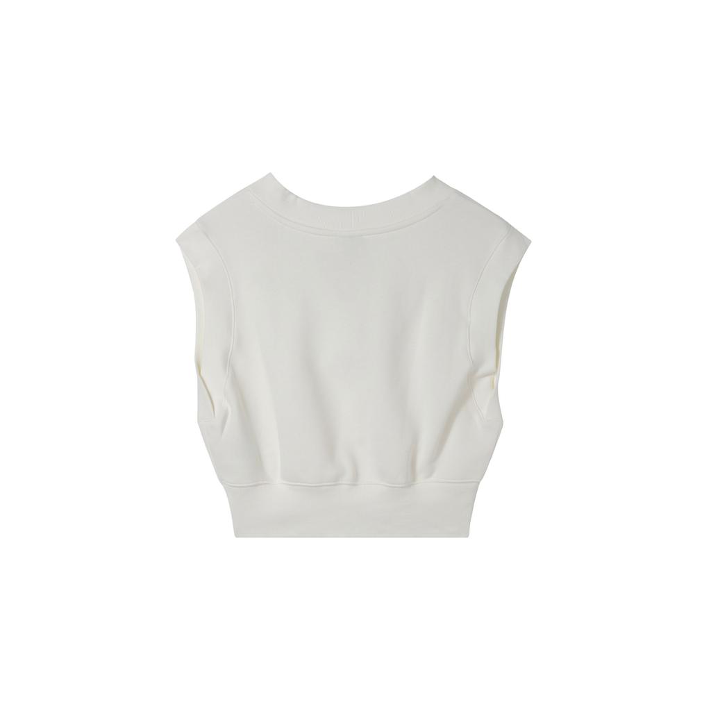 Nike Sportswear Phoenix Fleece Soft Comfortable V-Neck Solid Color Vest Women Tops Sail-White Black FV6317-133