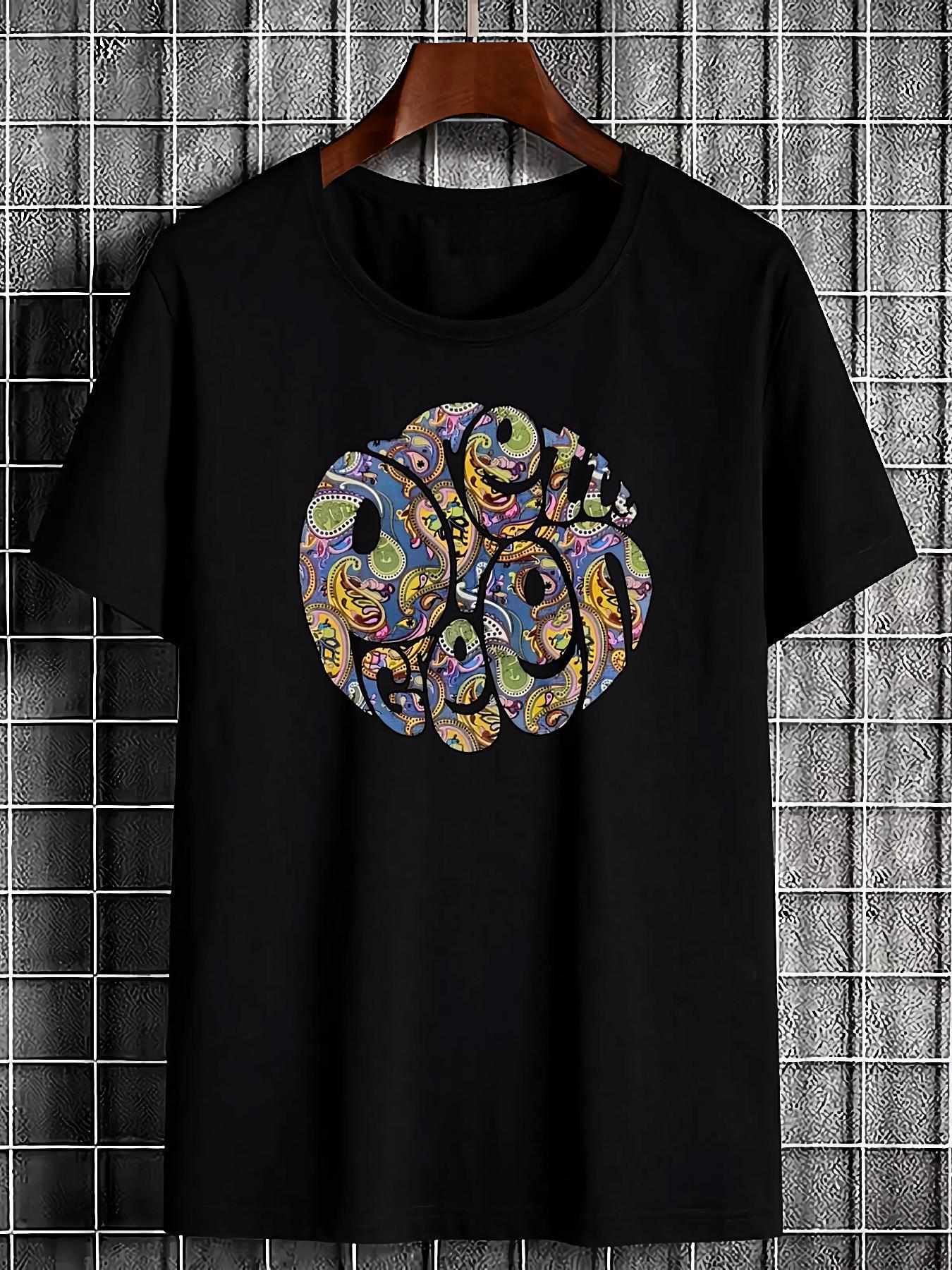 Pretty Green& Paisley Logo T-shirt- White Base with Green and Brown Print XXXL