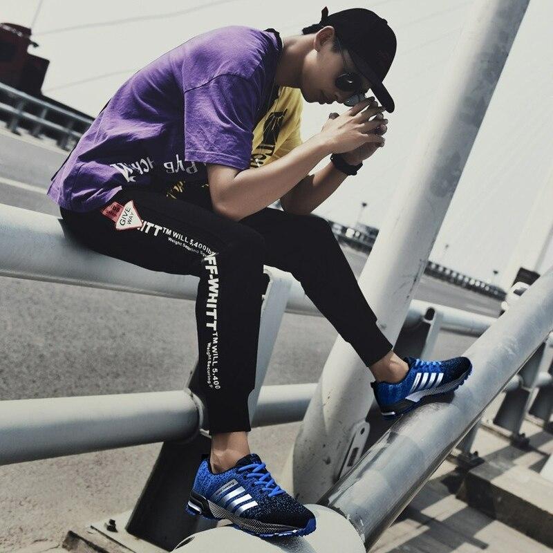 Nové sportovní boty Létající pletená síťovina Pánské běžecké boty Venkovní prodyšné Neformální Trendové pánské boty