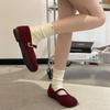 Fur Lining Women Flats Shoes Comfort Round Toe Soft Sole Shoes Outdoor Warm Short Plush Mary Jane Shoes For Autumn Winter
