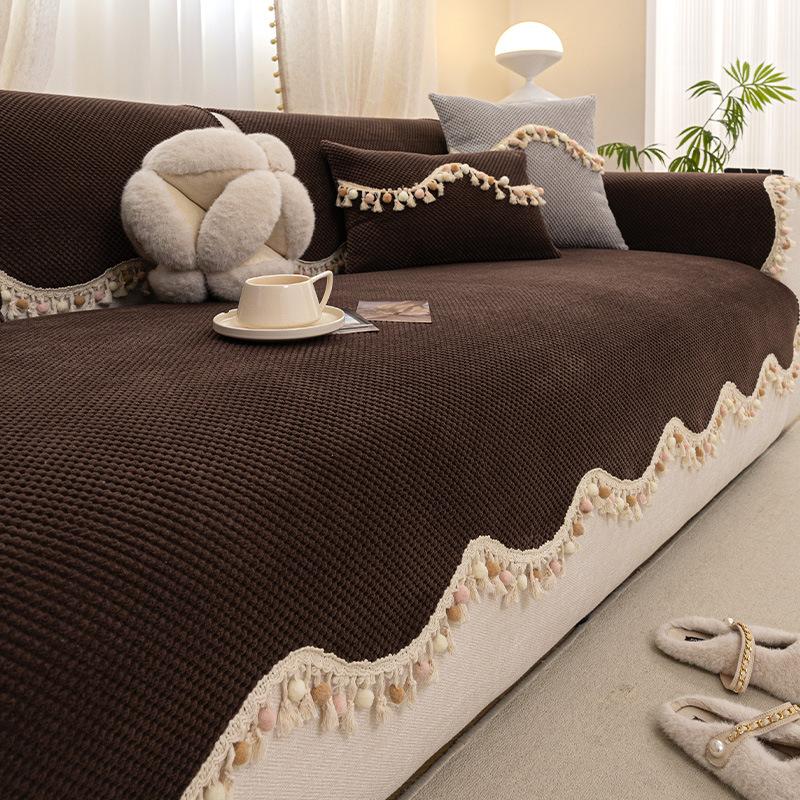 

Cream wind special-shaped sofa cushion 2025 new fixed non-slip sofa cover straight row four-season cover cloth towel 70*70cm