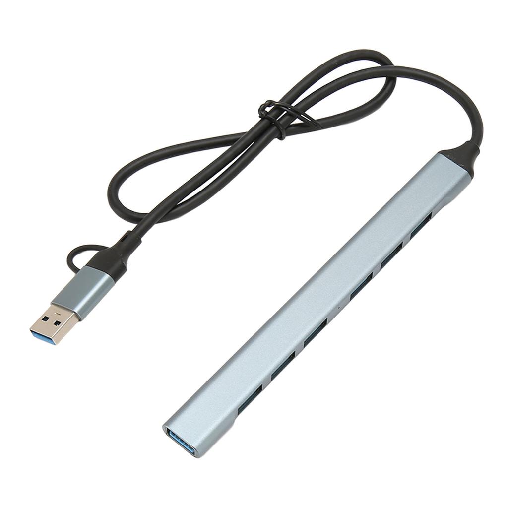 Type C Hub 7 Interfaces 5Gbps Aluminium Alloy Plug and Play Space Gray USB 3.0 Docking Station for Desktop Laptop PC