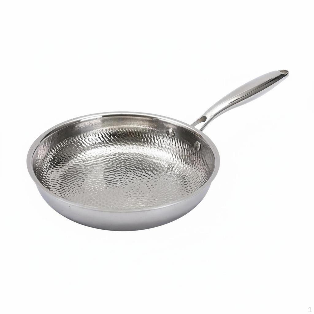 Stainless Steel Frying Pan Metal Utensil Uncoated ScratchResistant Hammered Skillet for