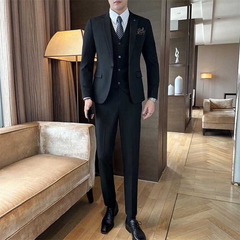 Slim-Fit Men's Western Style Formal Wedding Suit