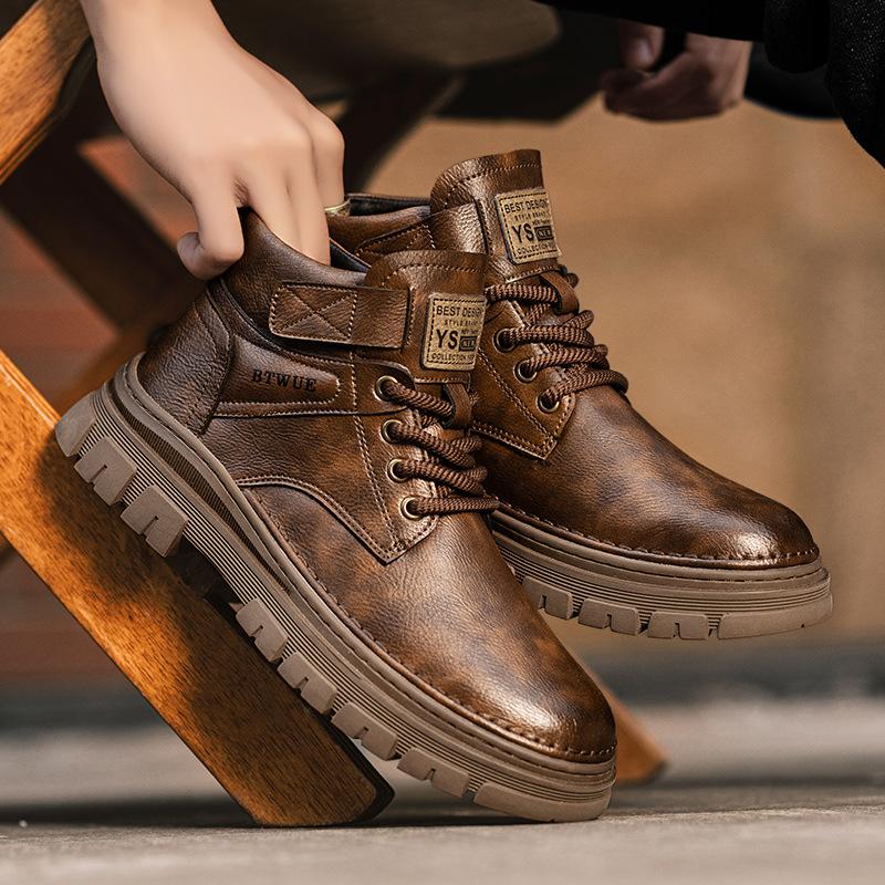 Men S Martin Boots Retro Casual Microfiber Leather Surface Outdoor Sports Platform Short Boots Men S Boots 39