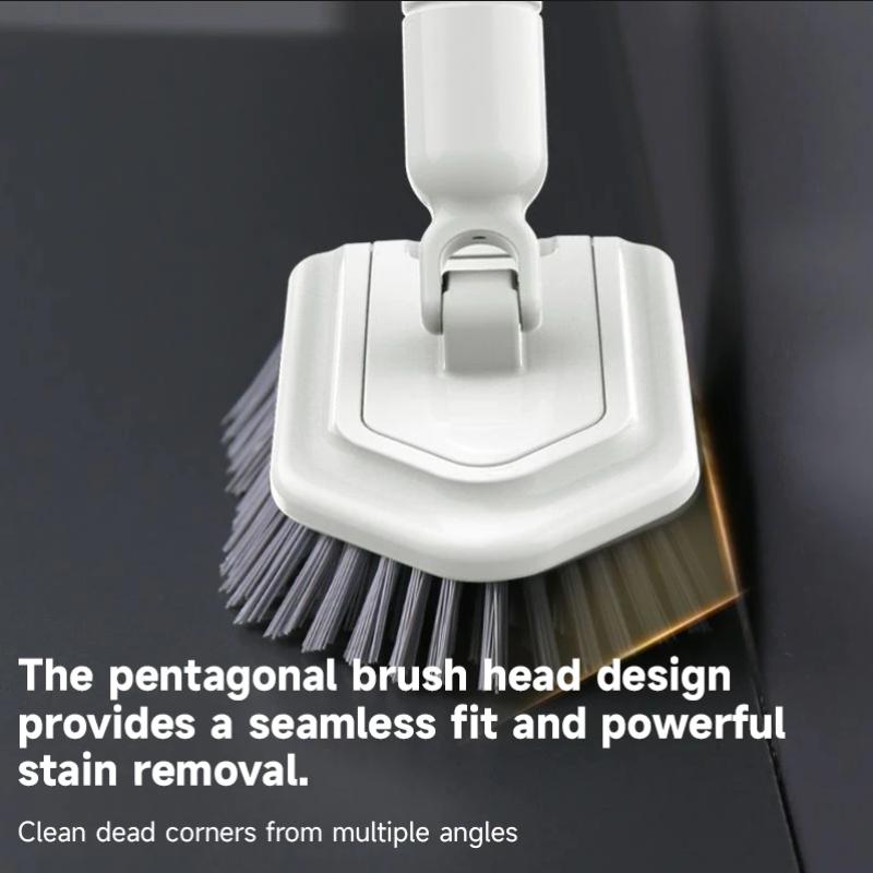 Teleskopik Uzun Saplı Temizlik Fırçası Banyo Fayans Tuvalet Üçgen Fırça Çok Fonksiyonlu Çift Fırça Başlıklı Yer Fırçası