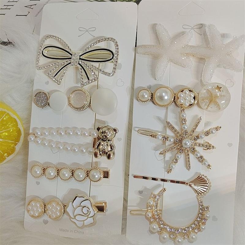 10 Stück Falsche Perlen Haarspangen Stilvoll Elegant Niedlich Tragbar Simulationsperlen Clip Set für Frauen Mädchen