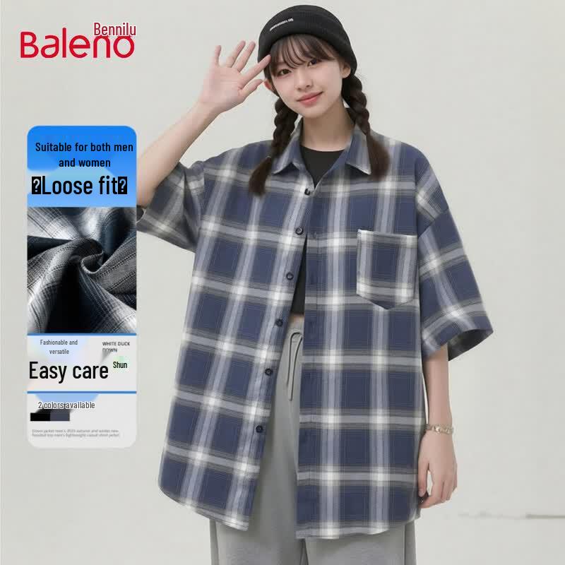 Baleno Women s Plaid Short Sleeve Shirt 3XL