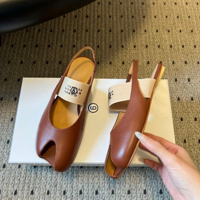 MM6 Samt Riemen Flache Sandalen - Frühling/Sommer '26 - Apfel Zehenpartie, Elastisches Band, Vielseitiges High Heel Design