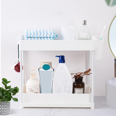 Bathroom Storage Rack with Hooks Pockets Drainage Double-layer Large Capacity And Pull-out Drawer Anti-skid