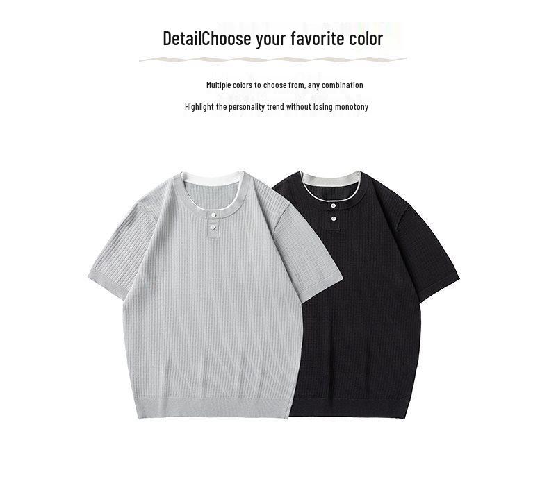 2026 Japanese Style Men's Short Sleeve Knit Top: Trendy, Versatile, Summer Essential