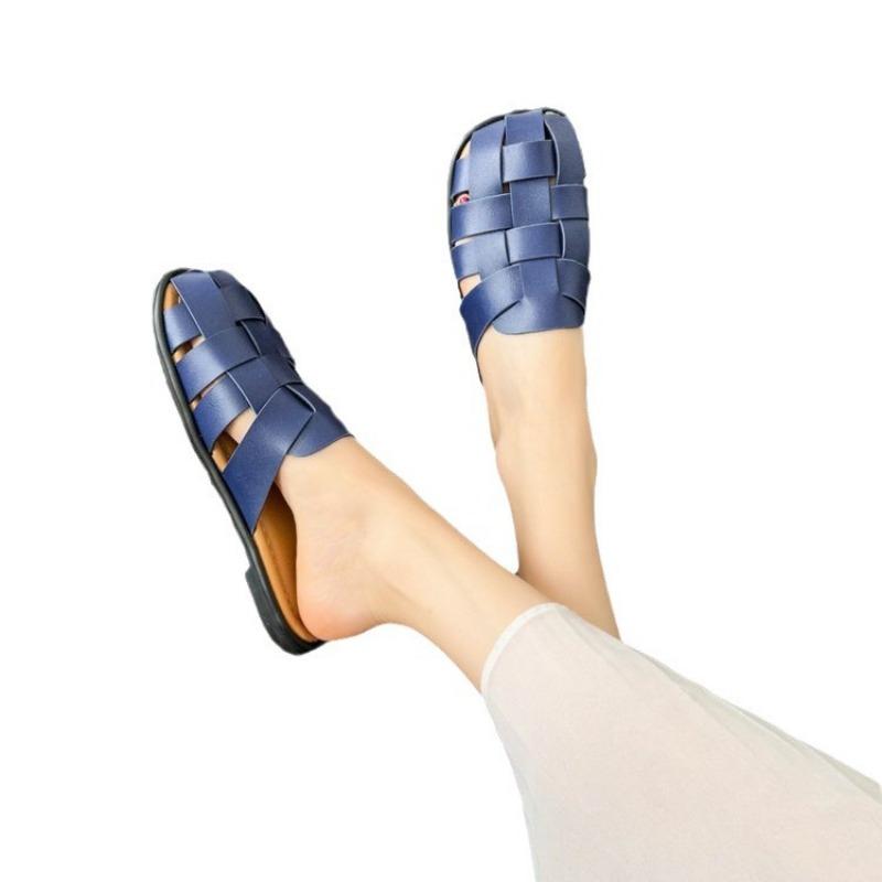 Hausschuhe Damen Neu Sommer Vintage Gewebt Hohl Sandalen Plateausandalen