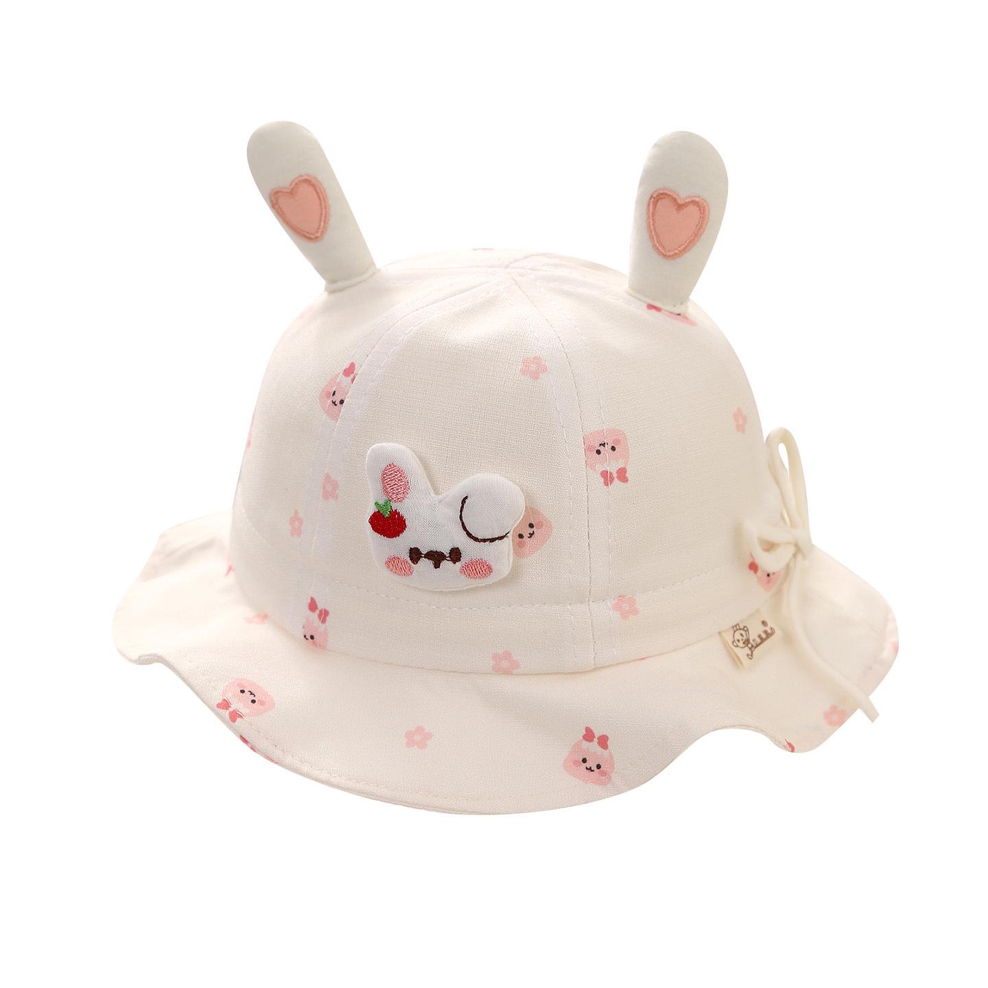Adjustable Cute Cartoon Baby Bucket Hat - Windproof & Sun Protection for Spring/Autumn 3D Beige Rabbit
