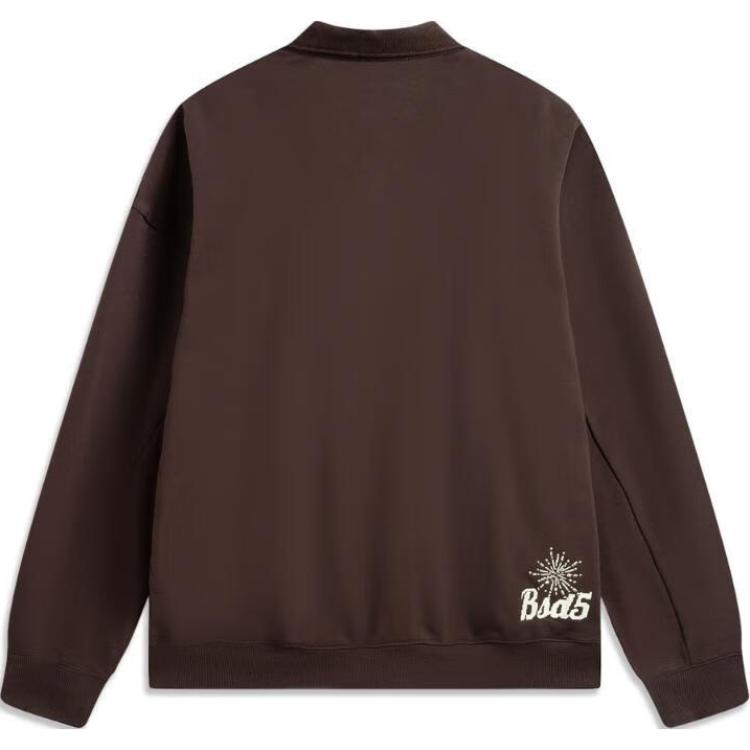 Li Ning Basketball Series Anti-Five Series Bequemes Lässiges Einfaches Polo Lockeres Warmes Sweatshirt Herren Sweatshirt Kaffeebraun AWDV295-2