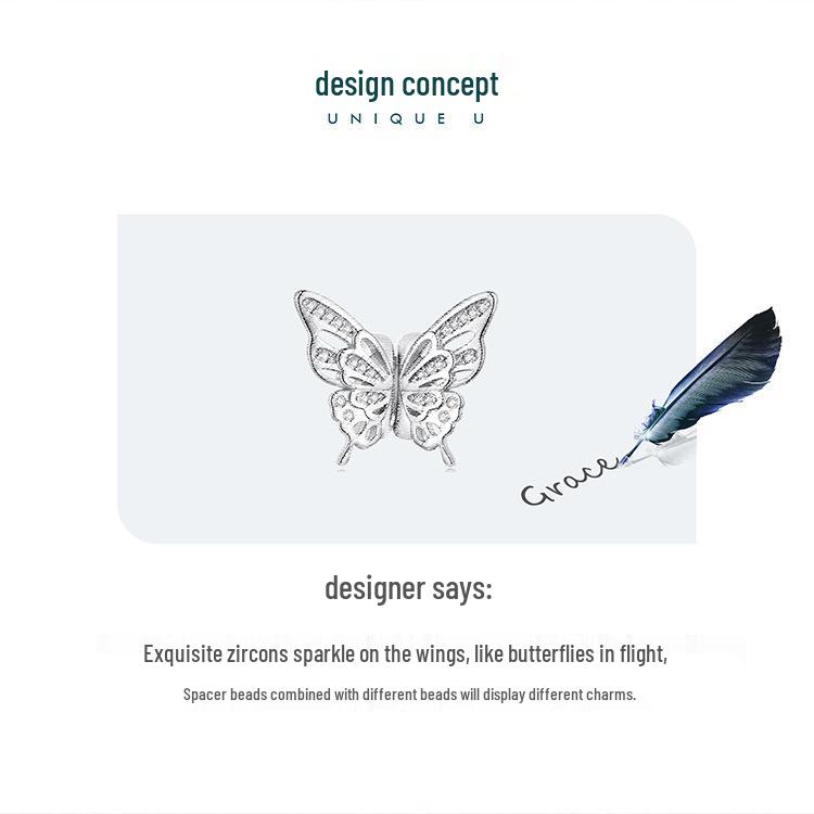 Butterfly Silicone Spacer Beads S925 Sterling Silver DIY Jewelry BSC823