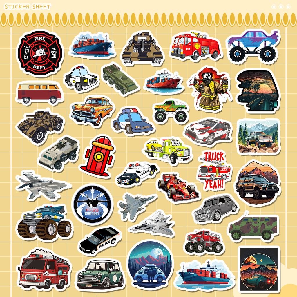 50/100 Transportation Stickers Mobile Phone Water Cup Waterproof Decorative Stickers Children DIY Hand Account Stickers