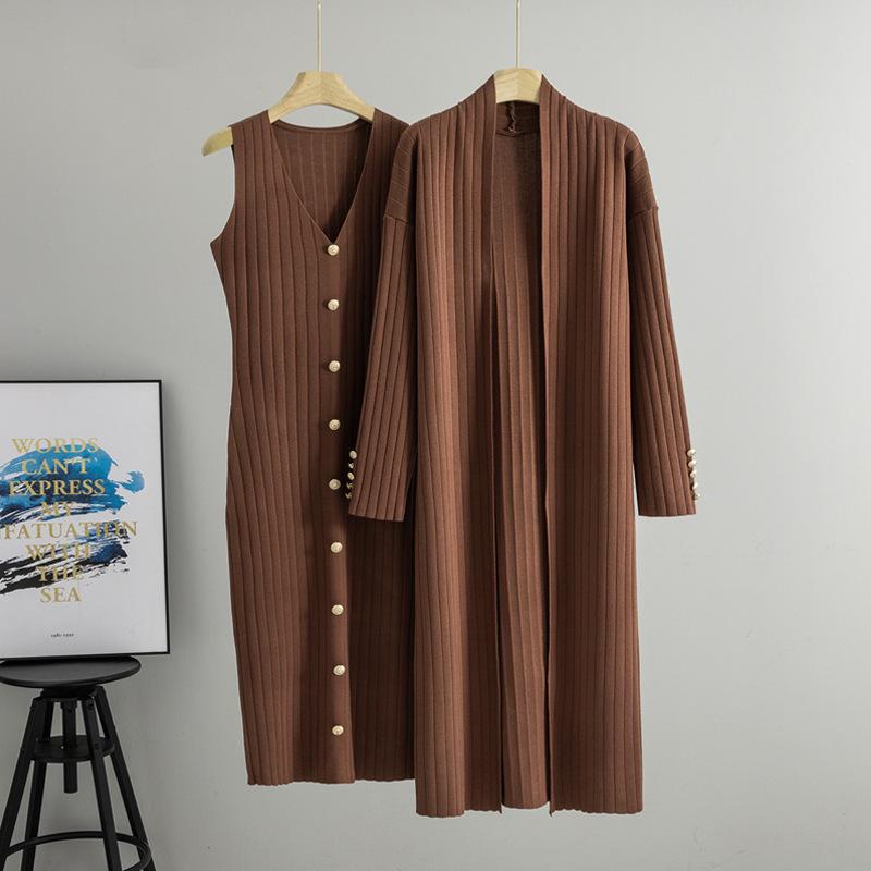 Women's Cross-Border Knit Cardigan & Dress Two-Piece Set - Spring/Autumn Style